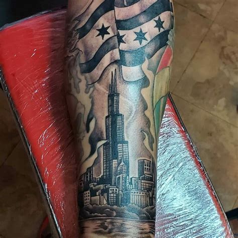 Chicago Skyline Tattoo Chicago Flag Tattoo Skyline Tattoo Chicago