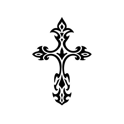 Christian Cross Symbol Tribal Tattoo Design Stencil Vector