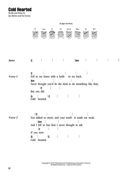 Cold Hearted By Zac Brown Band Guitar Chords Lyrics Guitar Instructor