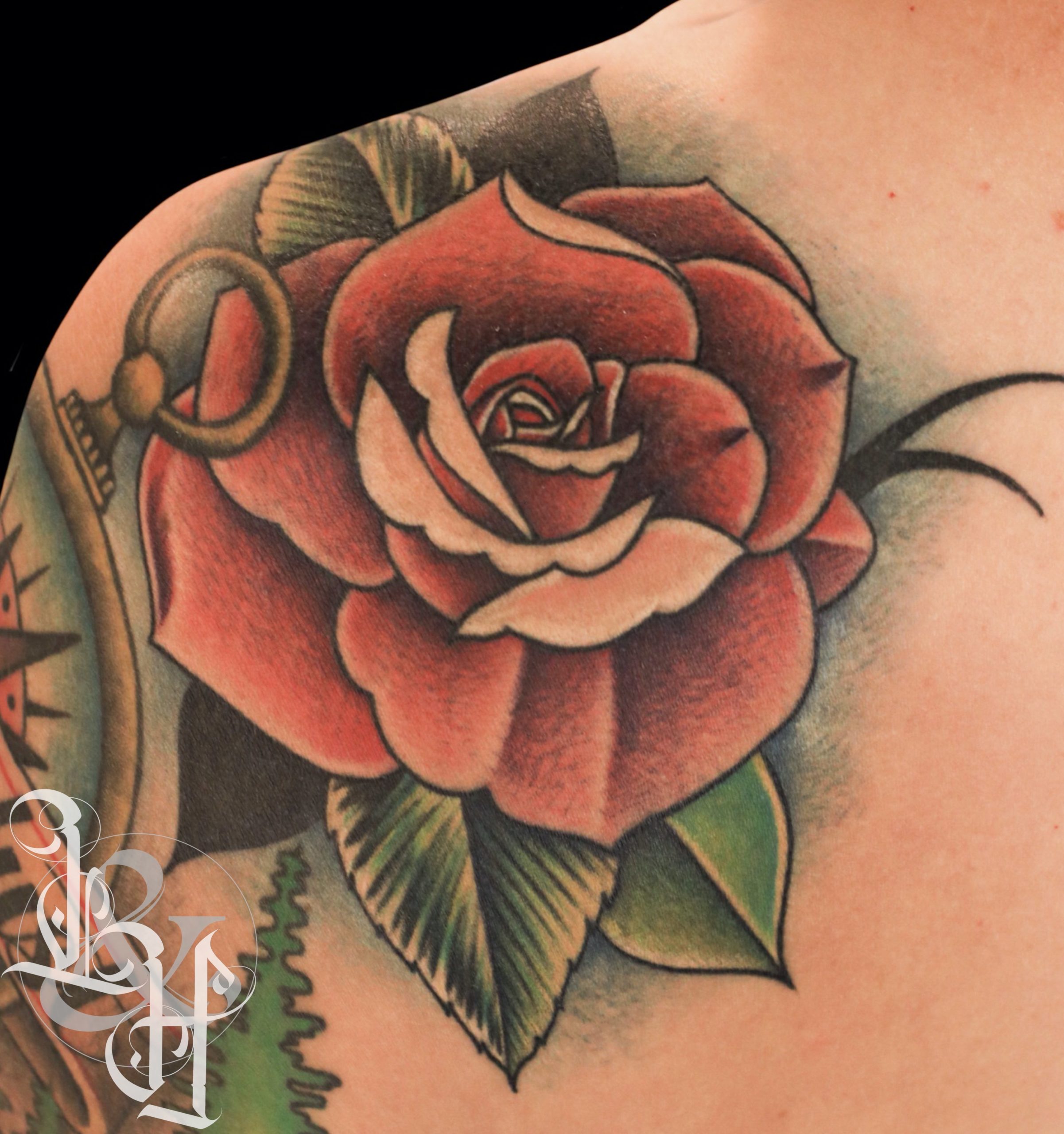 Color Fully Bloomed Rose Tattoo Love N Hate