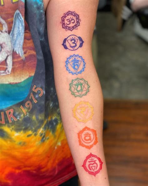 Colorful Male Chakras Tattoo On Upper Chest Chakra Tattoo I Tattoo