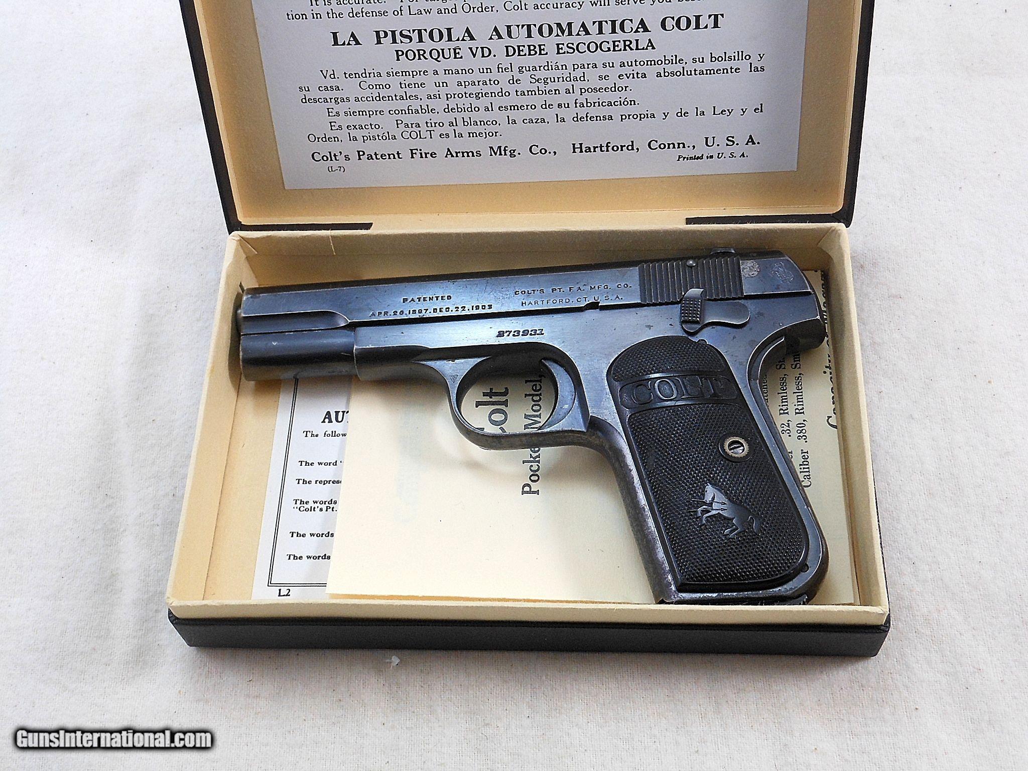 Colt Model 1903 Pocket Hammerless 32 A C P With Original Box