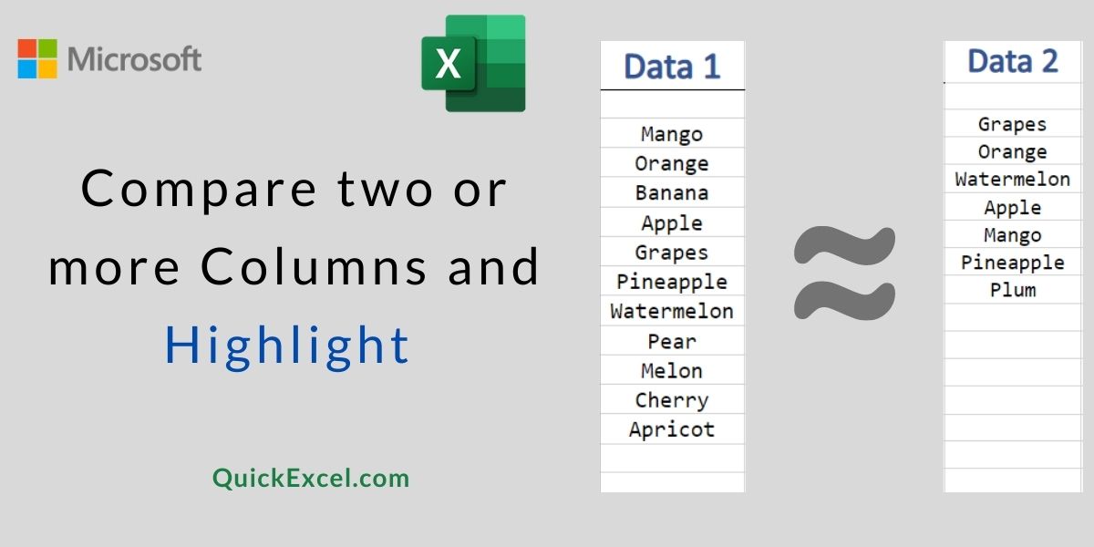 Compare Columns In Excel