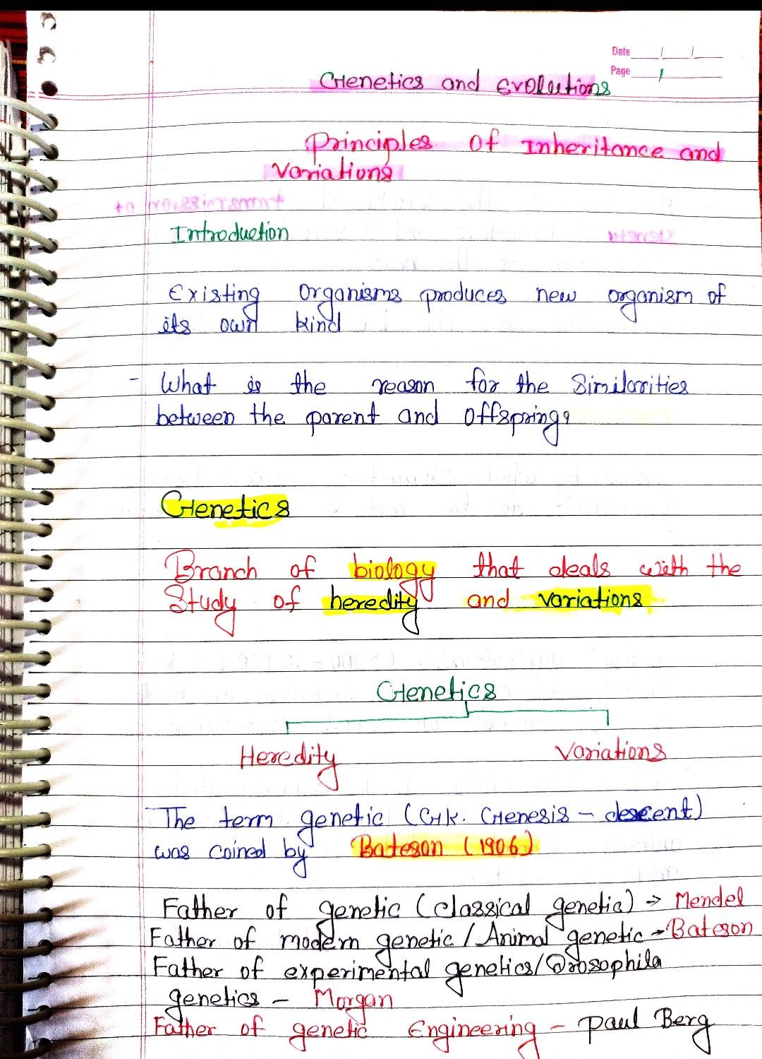 Complete Genetics Handwritten Notes Pdf By Deepshikha For Boards And