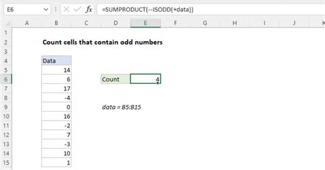 Count Cells That Contain Odd Numbers Excel Formula Exceljet