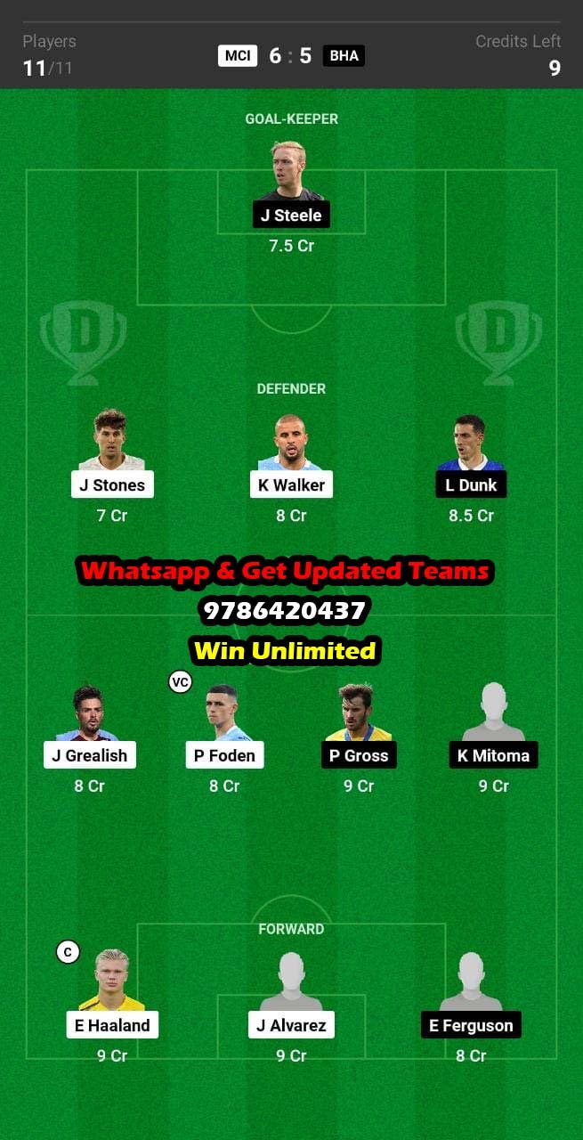 Create Bha Vs Avl Football Team Bha Vs Avl Create Football Team By