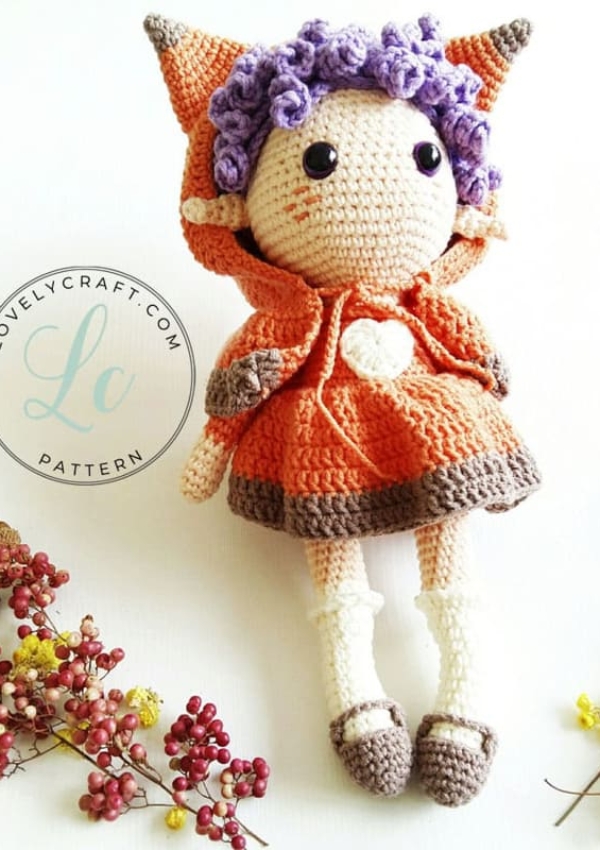 Crochet Fox Girl Foxella Doll Amigurumi Free Pattern Lovelycraft