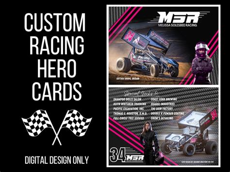 Custom Racing Hero Cards 2 Sided Design For 5X7 Cards Digital