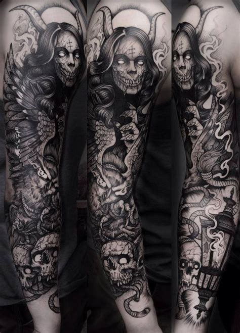 Demon Sleeve Design Evil Tattoos Skull Sleeve Tattoos Dark Art Tattoo