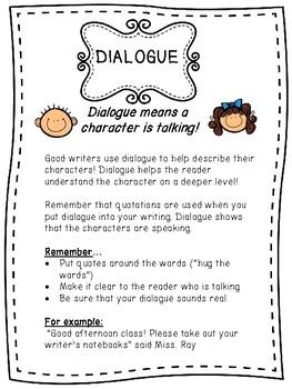 Dialogue Notes Feebie By Motivated Munchkins Teachers Pay Teachers