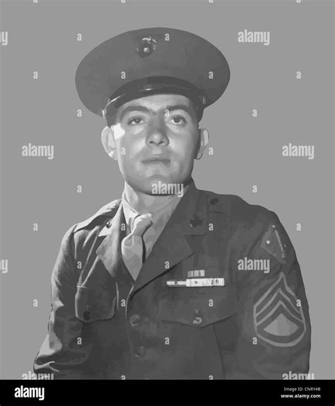 Digitally Restored Vector Portrait Of Gunnery Sergeant John Basilone Stock Photo Alamy