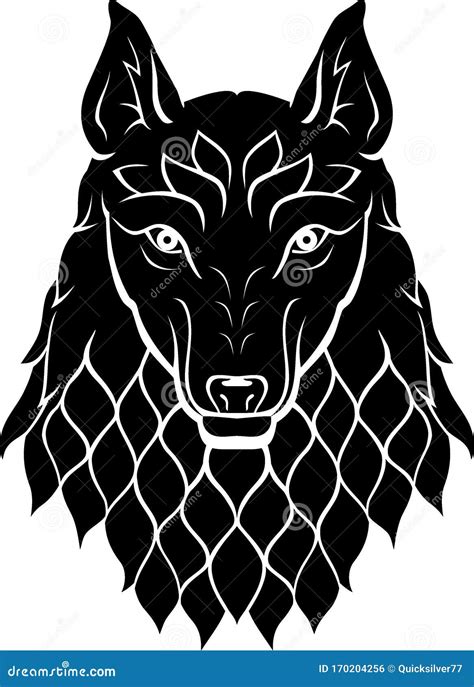 Dire Wolf Head Side View Silhouette Sigil Stock Vector Illustration