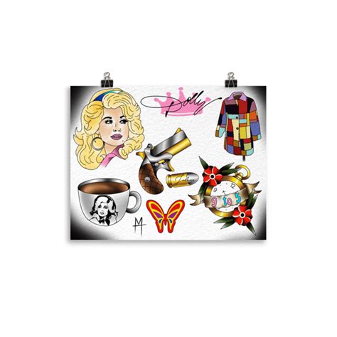 Dolly Parton Tattoo Flash Modernhobo