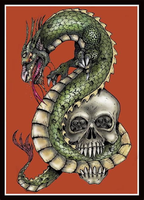 Dragon And Skull Tattoo Design By Tjiggotjurring On Deviantart