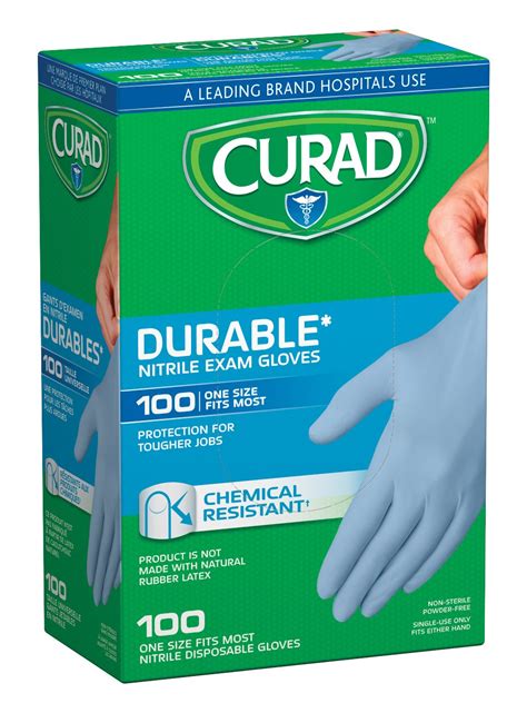 Durable Nitrile Exam Gloves One Size Fits Most 100 Count Curad Bandages Official Site