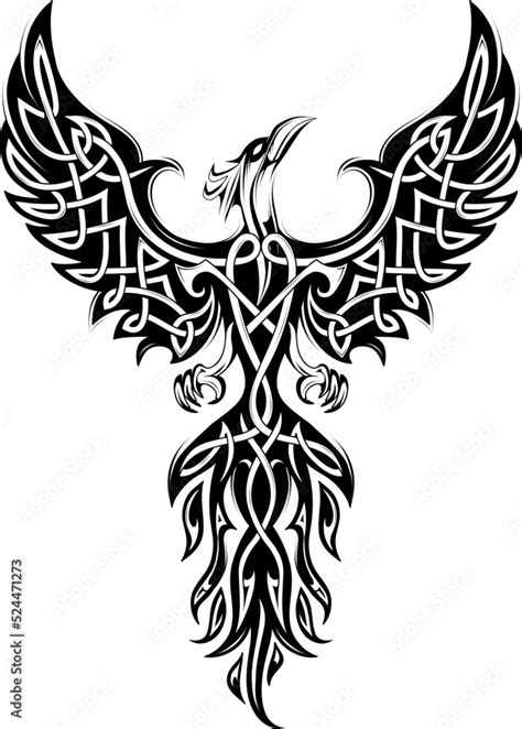 Elegant Phoenix Tattoo Illustration Stock Vector Illustration Of