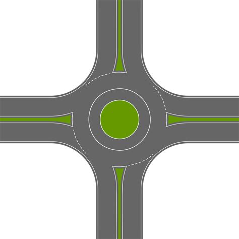 Empty Roundabout Top View Circular Traffic Intersection Round Road