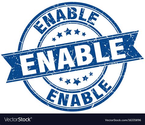 Enable Round Grunge Ribbon Stamp Royalty Free Vector Image