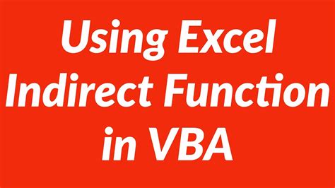 Excel Indirect Function Excel Vba