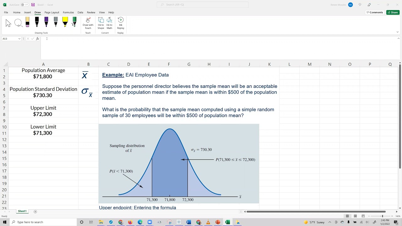 Excel Norm Dist And Norm Inv Youtube