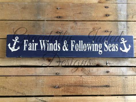 Fair Winds Following Seas Sign Nautical By Gracefullyjaded