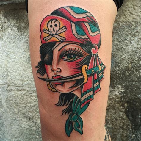 Female Pirate Tattoo By Creepy Jason Pirate Girl Tattoos Pirate