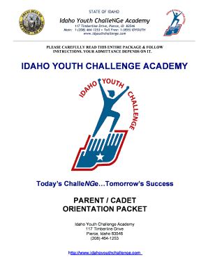 Fillable Online Idaho Youth Challenge Academy Instructions Fax Email