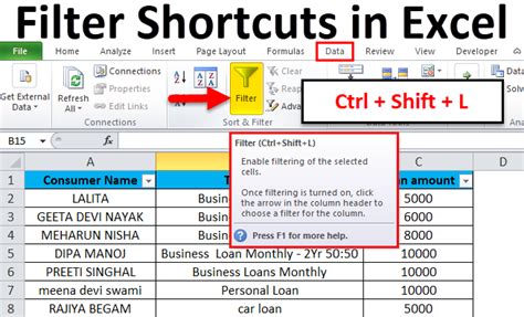 Filter Shortcut In Excel