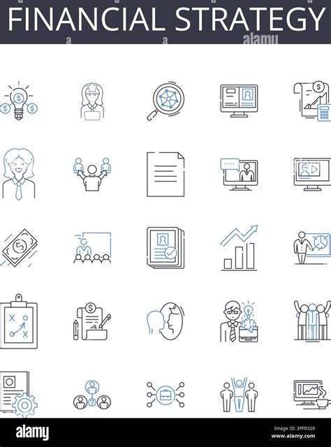 Financial Strategy Line Icons Collection Marketing Plan Business