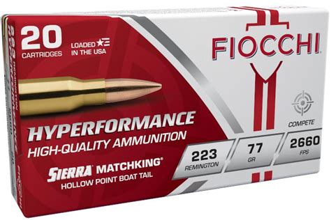 Fiocchi Exacta 223 Remington Ammo 77 Grain Sierra Matchking Jacketed