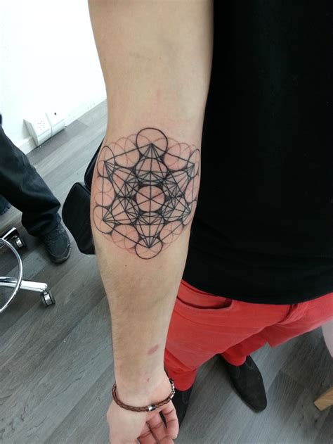 First Tattoo Metatron S Cube Sacred Geometry Chest Piece Done By