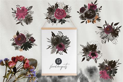 Floral Ink Hand Painted Collection On Yellow Images Creative Store