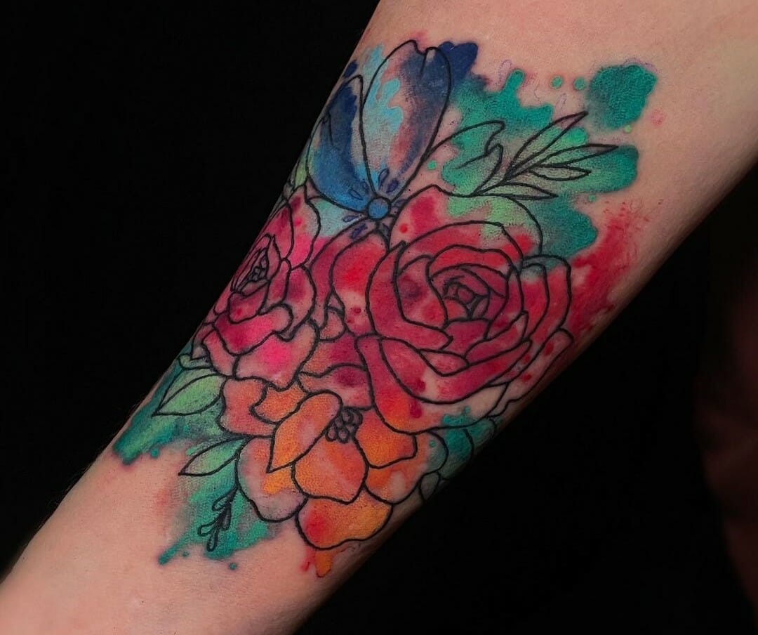 Floral Watercolor Tattoo Art