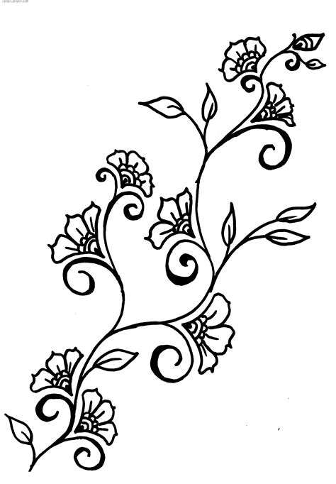 Flower Vine Outline Designs