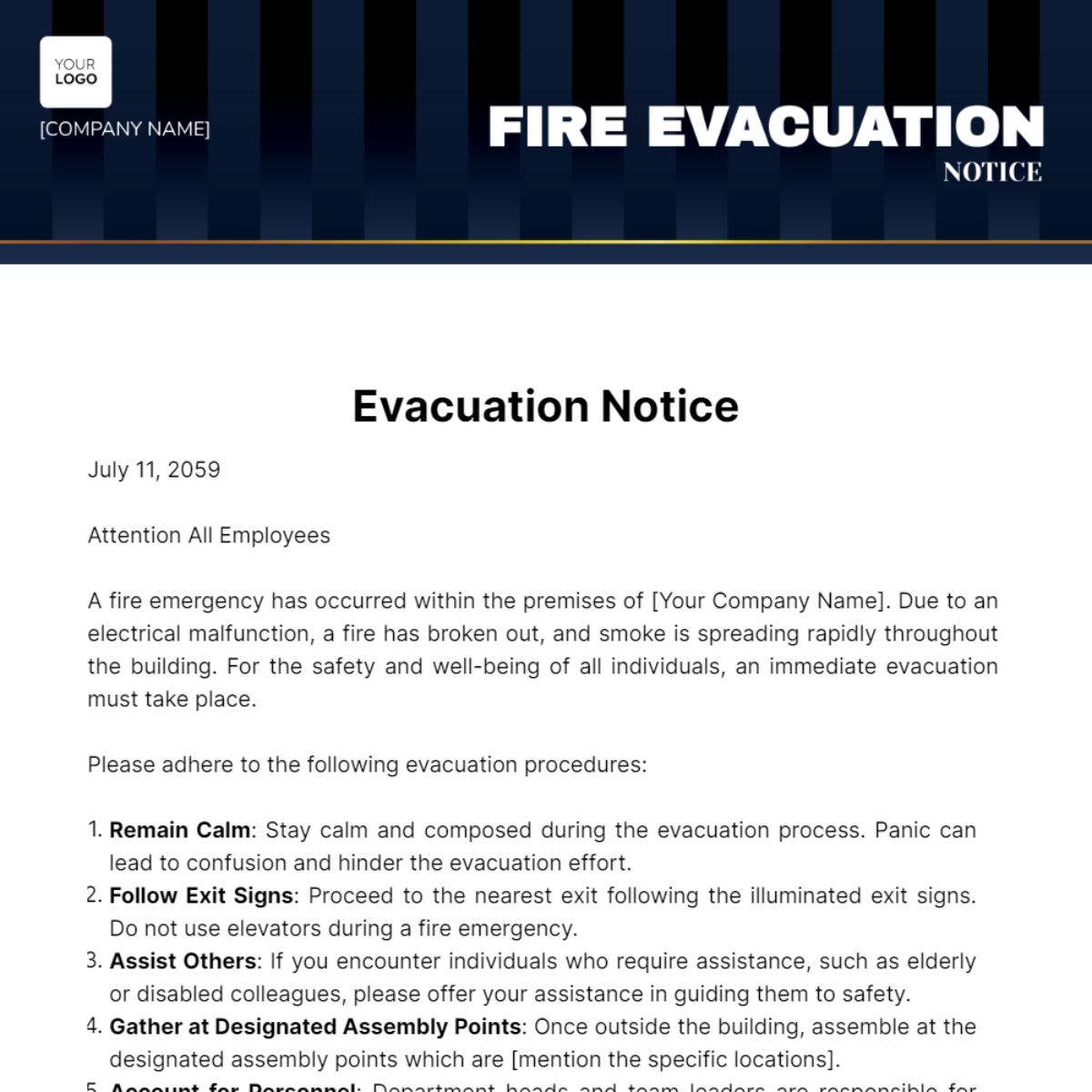 Free Fire Evacuation Notice Template To Edit Online