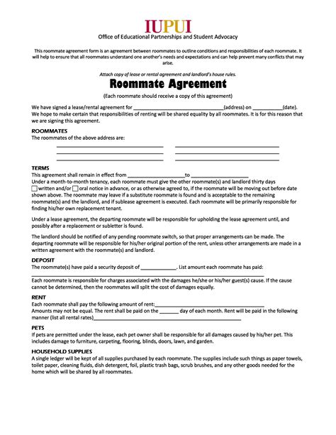 Free Roommate Agreement Template Pdf Word