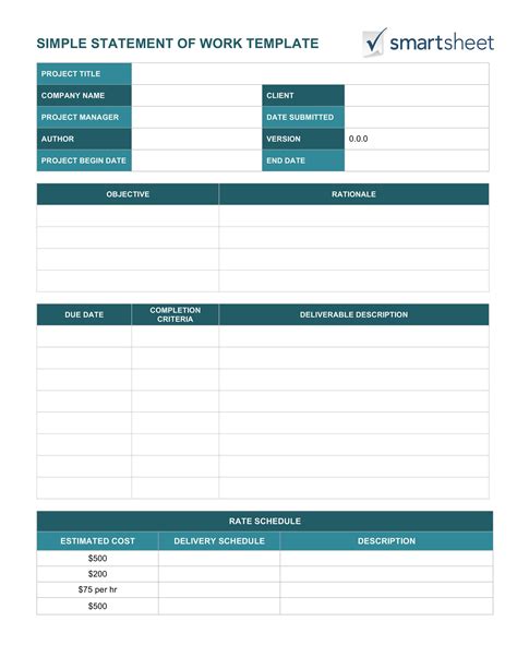 Free Statement Of Work Templates Smartsheet