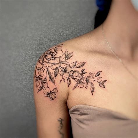 Gardenia Shoulder Tattoo