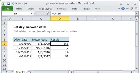 Get Days Between Dates Excel Formula Exceljet