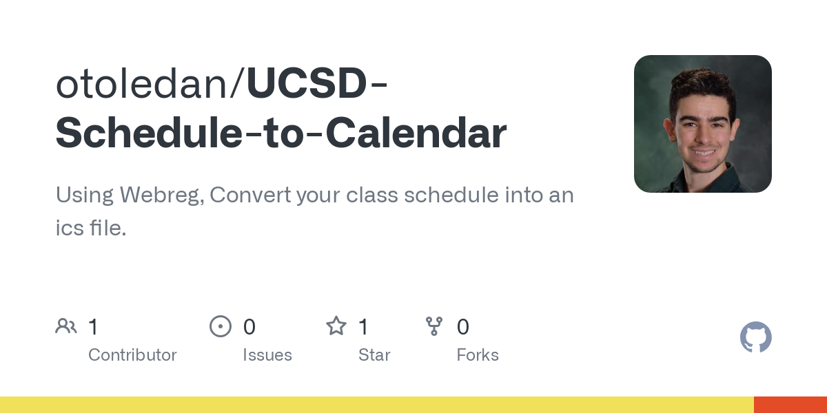 Github Otoledan Ucsd Schedule To Calendar Using Webreg Convert Your