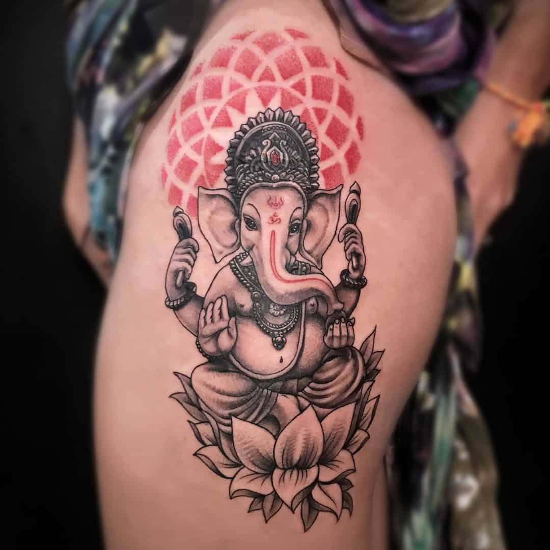 Graceful Minimalist Lord Ganesha Tattoo Idea