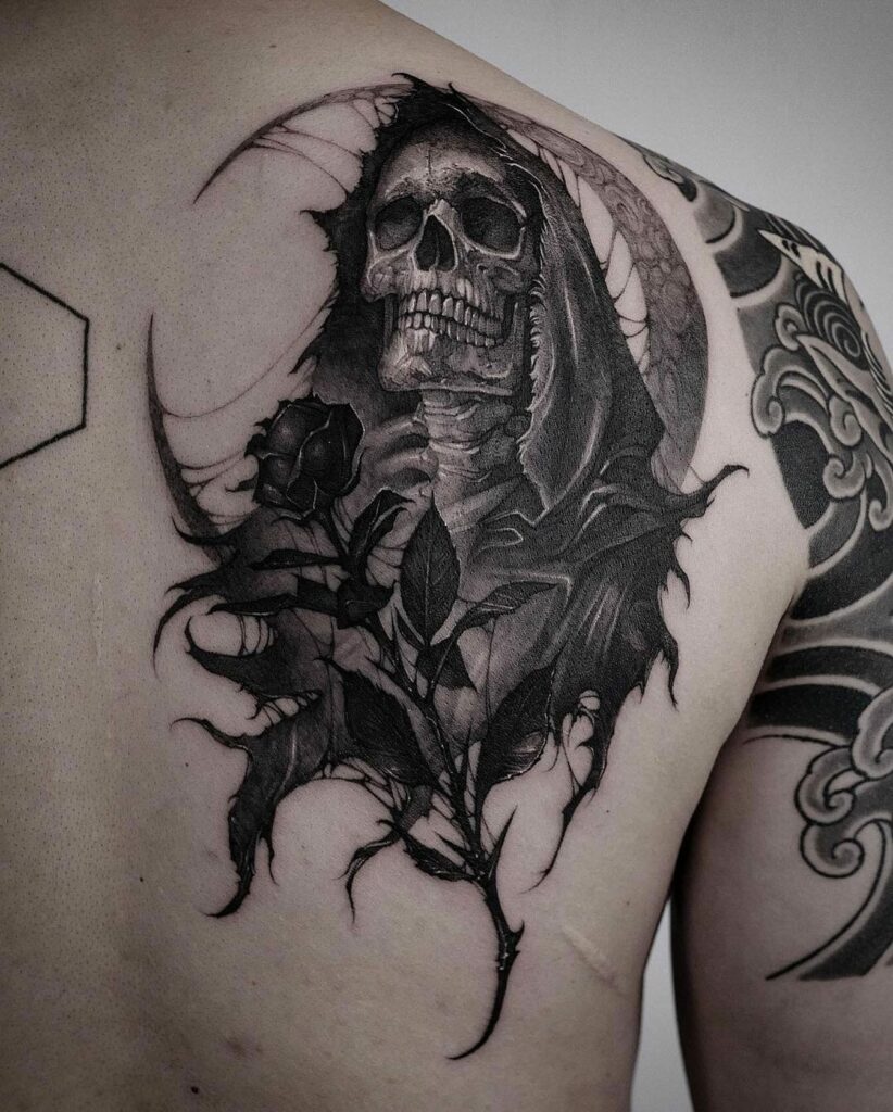 Grim Reaper By Andreyskull On Deviantart Skull Sleeve Tattoos Reaper