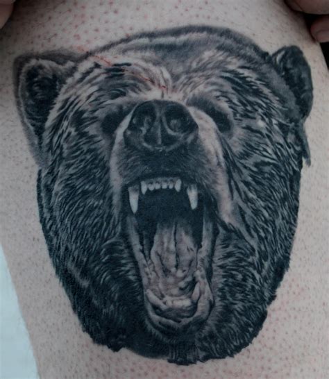 Grizzly Bear Stare Lighthouse Tattoo