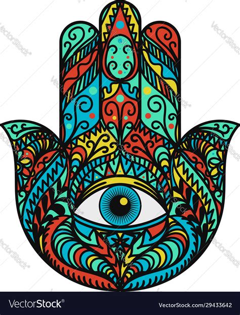 Hamsa Hand Hand Of Fatima Amulet Symbol Vector Image