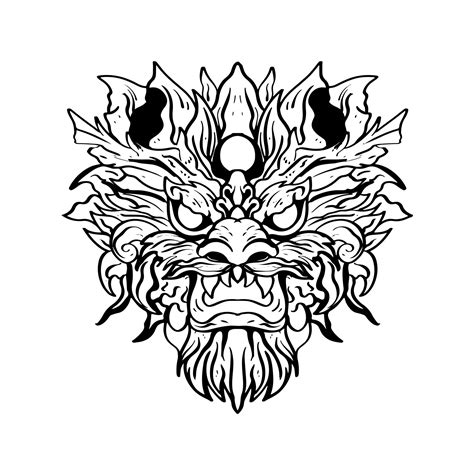 Heraldic Dragon Head Tattoos Black And White Emblem Made Of Ink Stains 23293292 Vector Art At