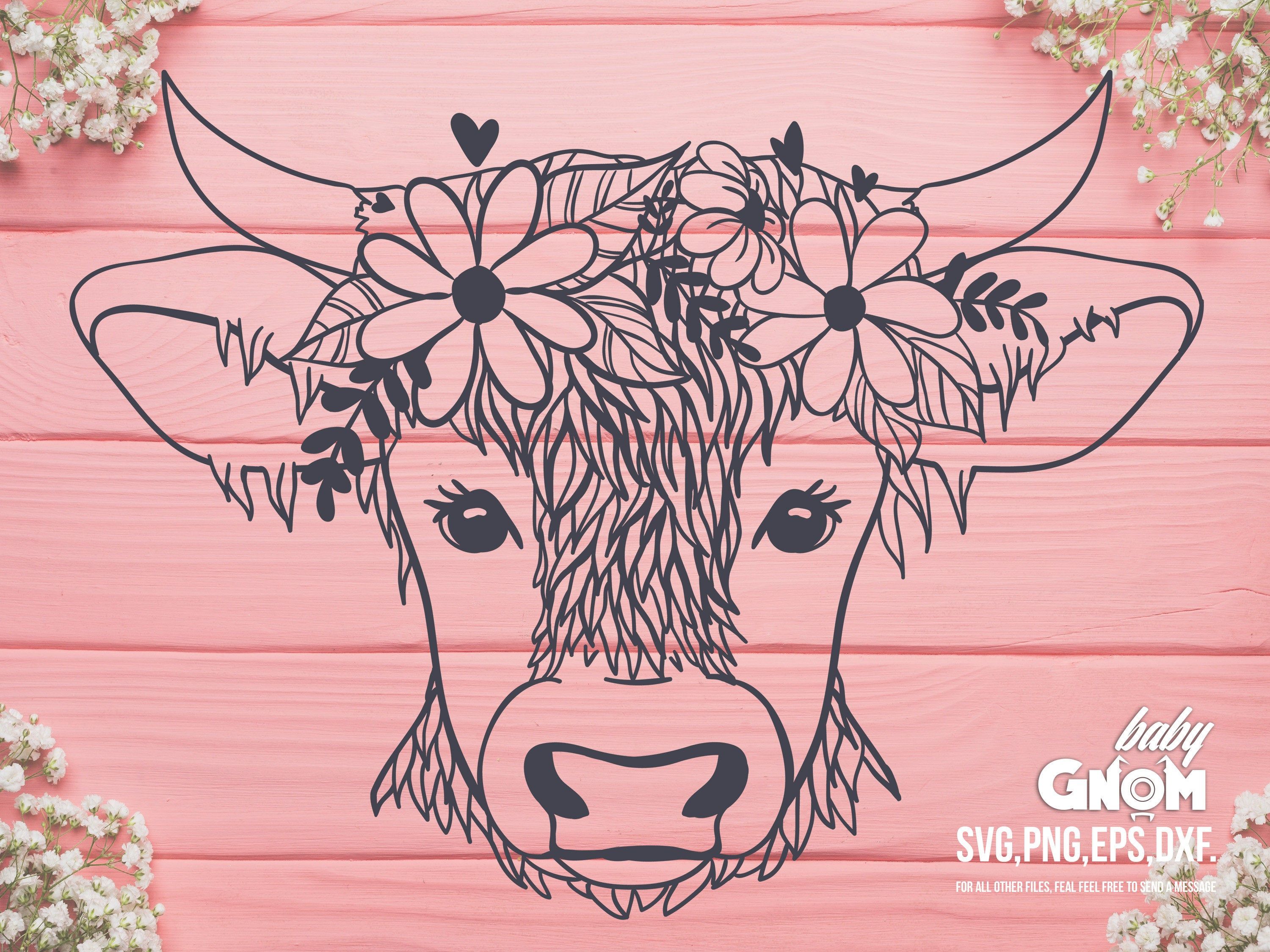 Highland Cow Svg Cow With Flower Crown Graphic By Design Art