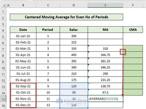 How To Calculate Centered Moving Average In Excel 2 Examples