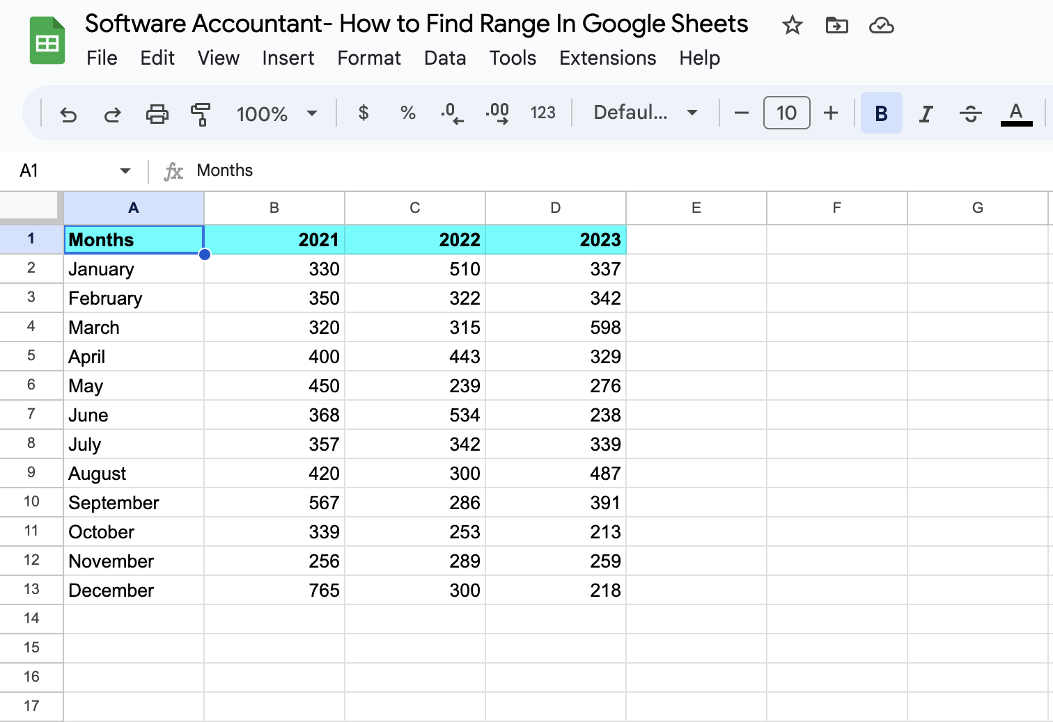 How To Find Range In Google Sheets