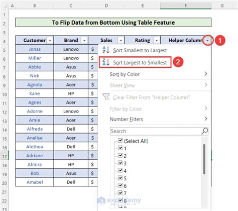 How To Flip Data In Excel From Bottom To Top 4 Quick Methods 2025