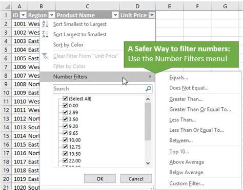 How To Properly Filter Zeros Numbers The Excel Filter Menus